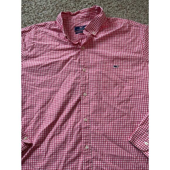 Vineyard Vines Mens XXL collared button up shirt,  long sleeve, Red/Pink & white - Picture 16 of 16